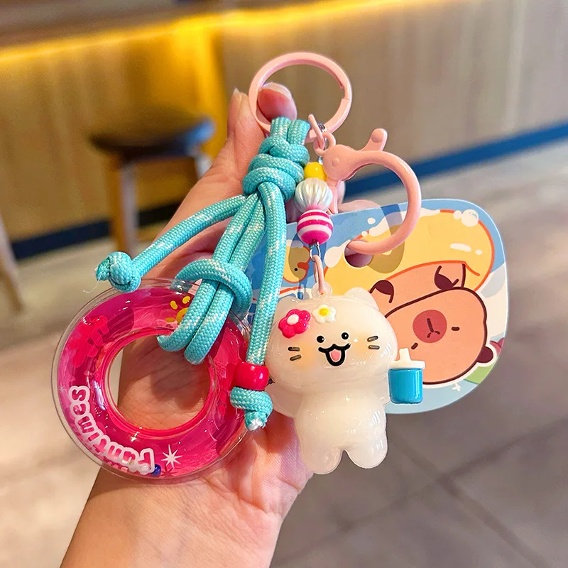 색상 변경 고양이 토끼 펜던트 키 체인 Uv 감도 온도에 민감한 색상 변경 열쇠 고리 인테리어 장식