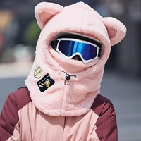 Animal Ear Ski Helmet Cover Bear Cat Ear Skiing Warmer Comfortable Soft Fleece Winter Warm Skiing Head Warmer Ski Accessories 1