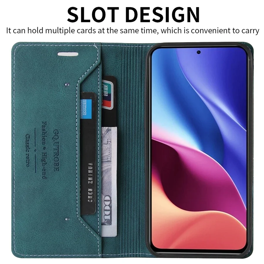 Premium RFID Blocking Magnetic Leather Wallet Case with Card Slots