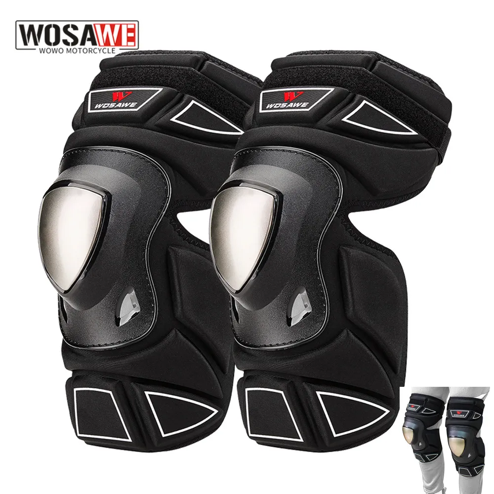 WOSAWE Motorcycle Knee Elbow Guard Stainless Steel MTB Knee Elbow Pads Motocross Motorbike Protective Guard Gear Knee Protector