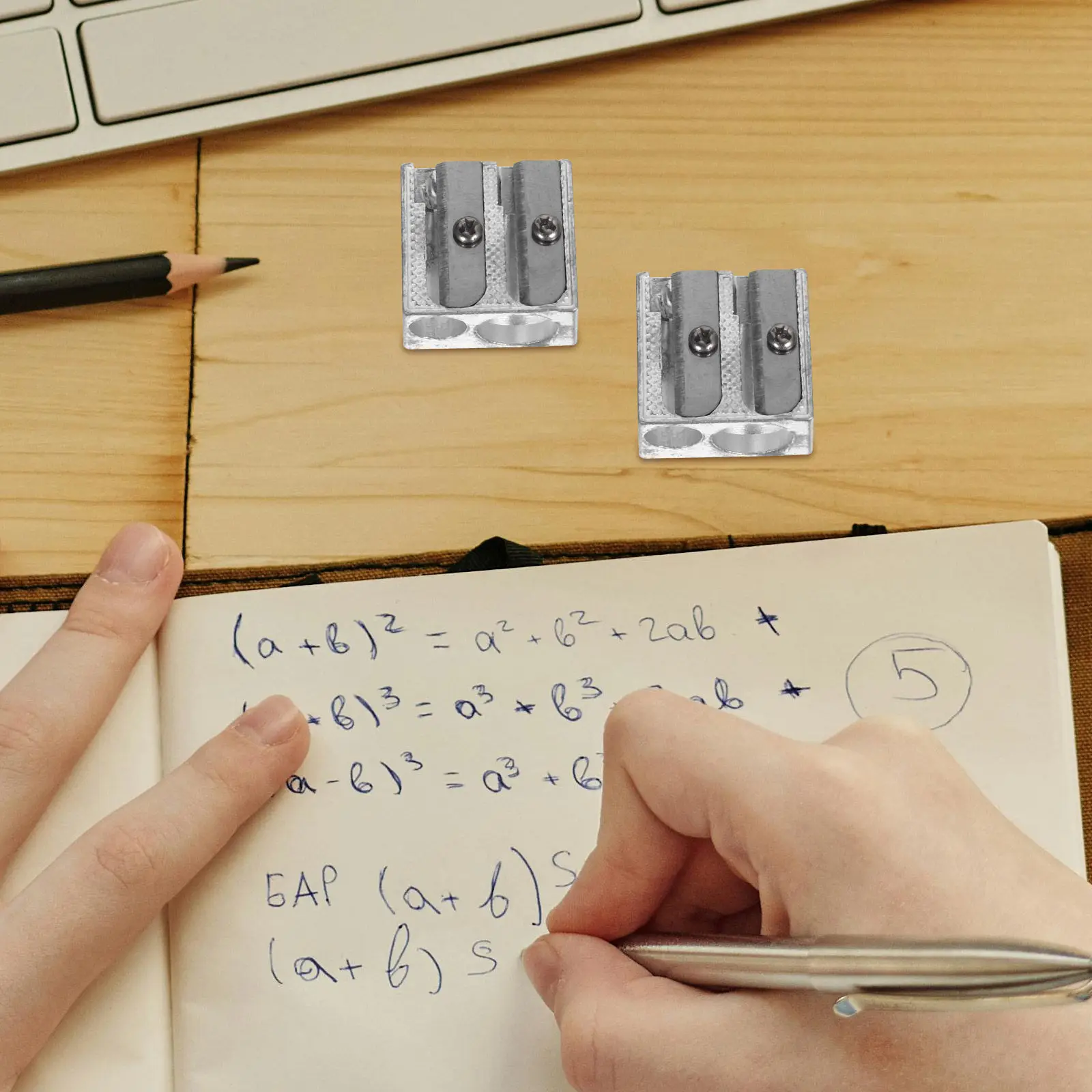 12Pcs Aluminum Pencil Sharpener Modern Simple Design Manual Sharpeners with Adjustable Tip Thickness for School Office Classroom 1