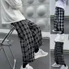 Autumn Men Pants Plaid Streetwear Wide Leg Elastic Waist Loose Sports Pants Trousers Checkered Wide Leg Pants for Travel 1