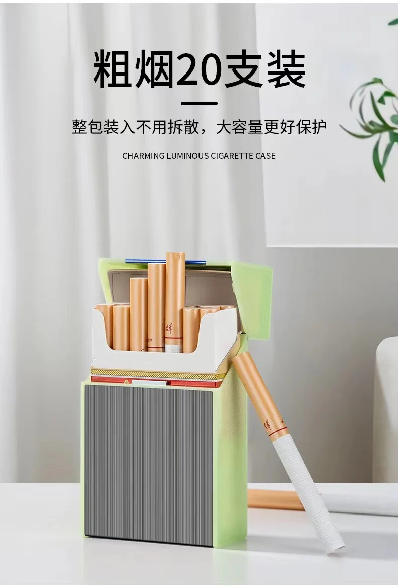 Description Picture 4 of itemNew 2 In 1 Luminous Cigarette Case 20pcs USB Rechargeable Cigarette Lighter Windproof and Dropproof Cigarette Case Gift