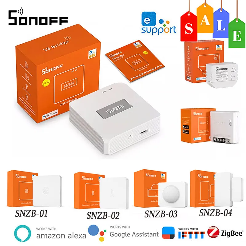 

SONOFF Zigbee Bridge Pro/T & H сенсор/беспроводной переключатель/датчик двери/датчик движения/ZBMINI/ZBMINI-L работа с приложением Ewelink Alexa Google