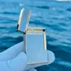 Luxury Gas Lighter Bright Sound Brushed Smoking Gadgets Metal Brass Best Choice Gift Dupont  for Men Smoker Collection 3