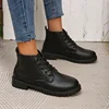 2024Solid Black Oxford Shoes Woman Work Leather Wedge Flats  Casual Lace Up Spring Shoes  Kitchen Non-slip Loafers 4