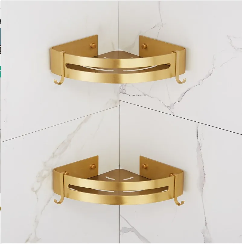 

Corner Shelf Bathroom Wall Mounted Shelf Brushed Gold Aluminum Bath Shower Shelf Bath Shampoo Holder Corner shelf