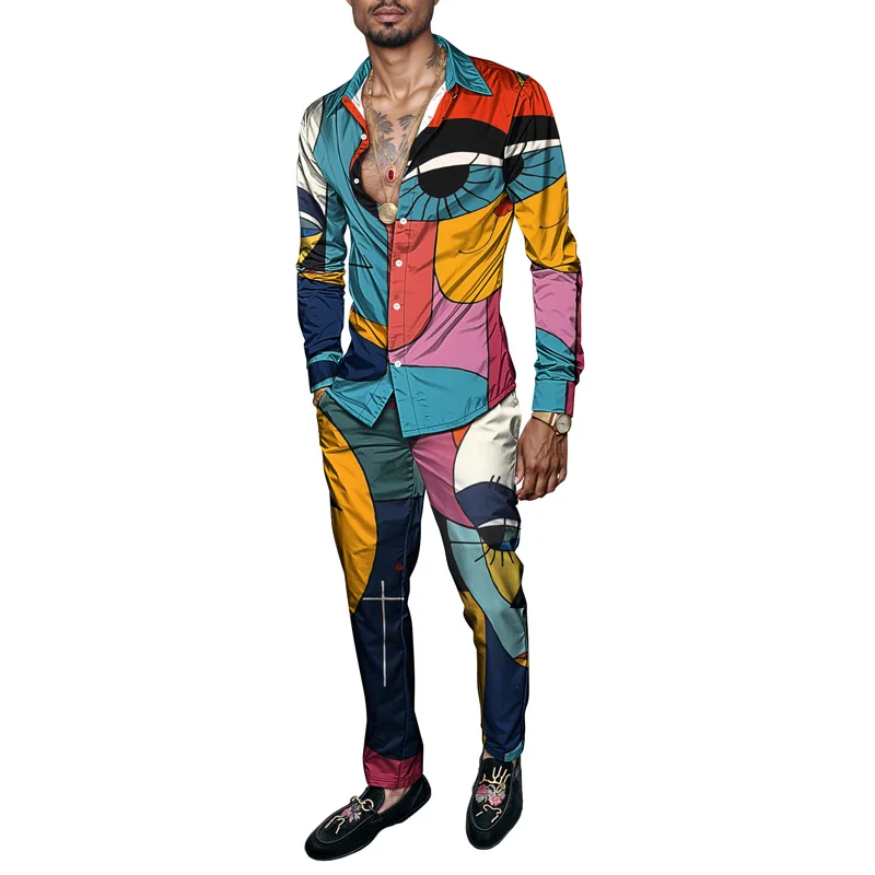 2025 New Style Spring Summer Men Shirt Set Brand Print Fashion Simple Two Piece Set Mens Luxury Lightweight Party Long Sleeves S_voghion.com