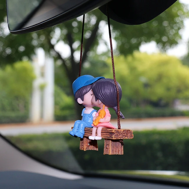 Anime Car Accessories Cute Couple on Swing Car Accessories Interior  Romantic Couple Rearview Mirror Swing Pendant Ornament Gift - AliExpress