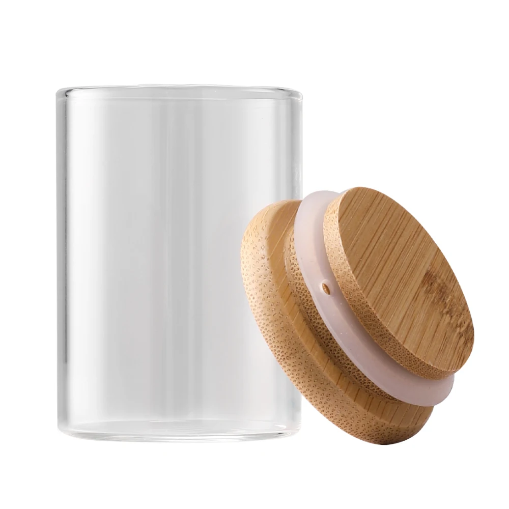 12Pcs Glass Spice Jar Set with Bamboo Lids Kitchen Storage Bottle: 3 - 5 Days Free Delivery Only UK