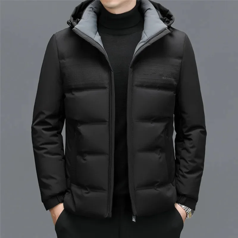thumbnail image 1 of Invierno YXL-7783 Nuevo abrigo de plumas grueso y cálido informal de negocios con capucha desmontable corta blanca pato parka moda, 1 of 4