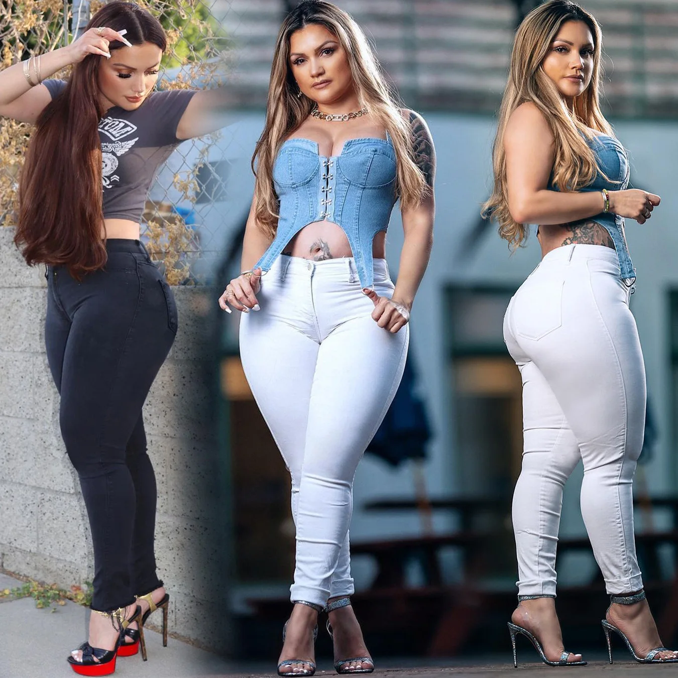 

2021 Women's Solid Color Jeans Personality Street Casual Stretch Pencil Pants Skinny Plus Size Denim Trousers Women Jeans