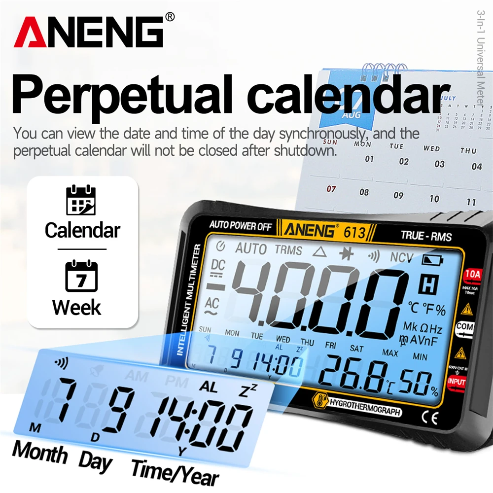 Smart Multimeter 4000 Counts Digital AC/DC Curent Voltage Resistor Measurement 3 in 1 Professional Test Tools ANENG 613