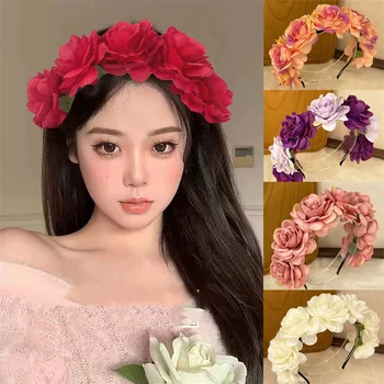 Ghirlanda floreale ghirlanda romantica sposa fascia moda bohémien corona nuziale fiore artificiale accessori per capelli regali per ragazze