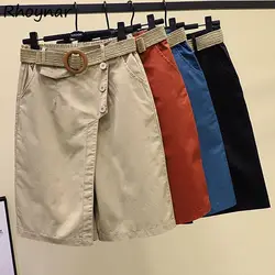Shorts Women Summer Elastic Waist Wide Leg Loose Y2K Youth Fashion Casual Empire 4 Colors Harajuku Simple Solid Jupe Femme Retro