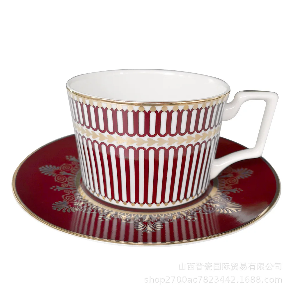 

Danube red coffee cup plate bone china coffee pot sugar jar milk jar set household Milk Cup Mug
