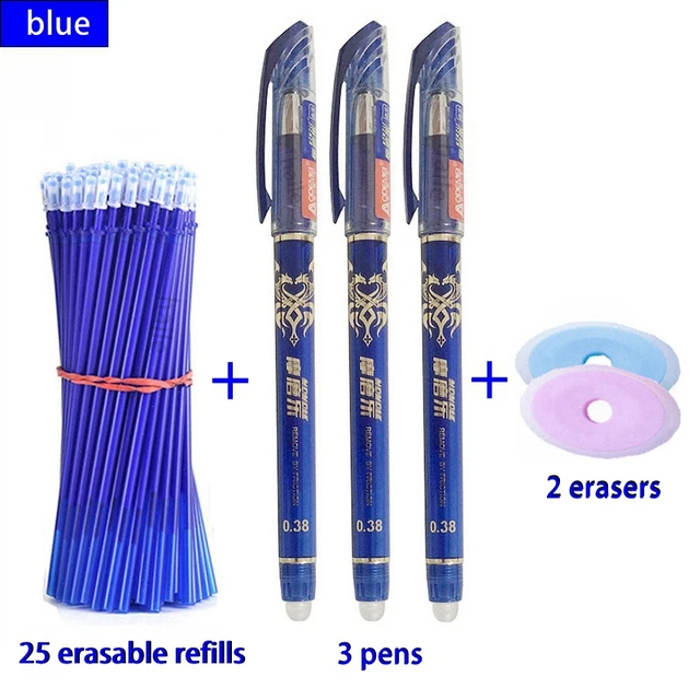 Haile 30 Pcs/set Cute Erasable Gel Pen Ballpoint Pens Rod 0.5mm Refills Blue/Black Ink Washable Handle School Writing Supplies blue 30 Pcs set D