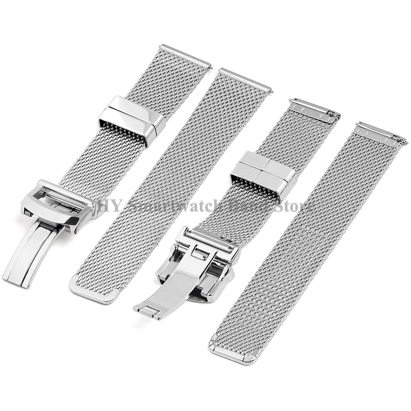 Milanese Mesh Steel Watch Strap with Folding Buckle - Elegant Stainless Steel Watchband