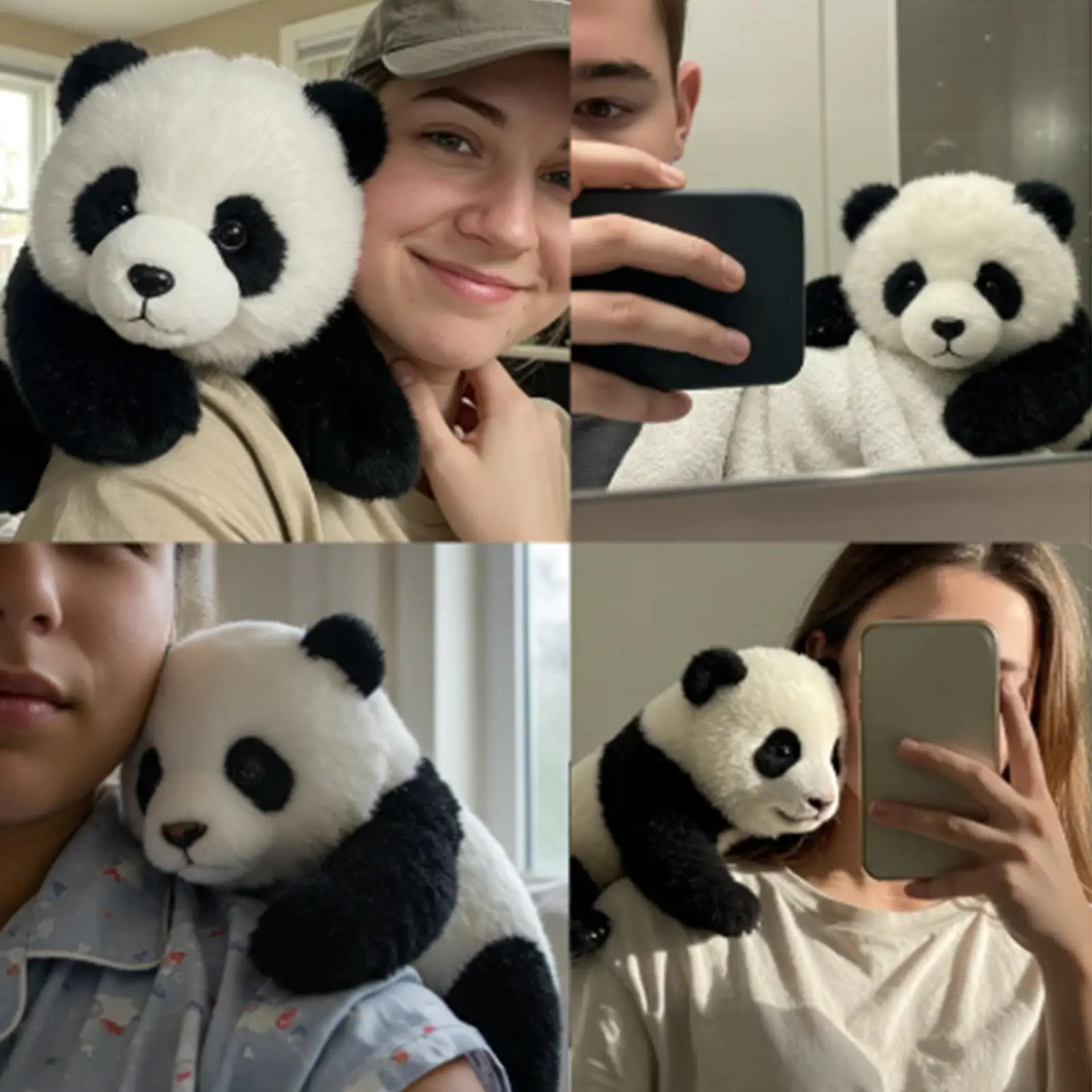 23x22cm cute Panda Plush Doll Toy Stuffed Animal Panda Huggable Plush Pandas Toy Stuffed Animal Doll Collectible Home Decoration