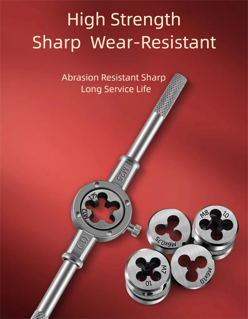 Hand Tap and Die Set with Handle for Thread Repair Rethreading Screws Combination Tool Kit Manual Socket Wrench Thread Repair