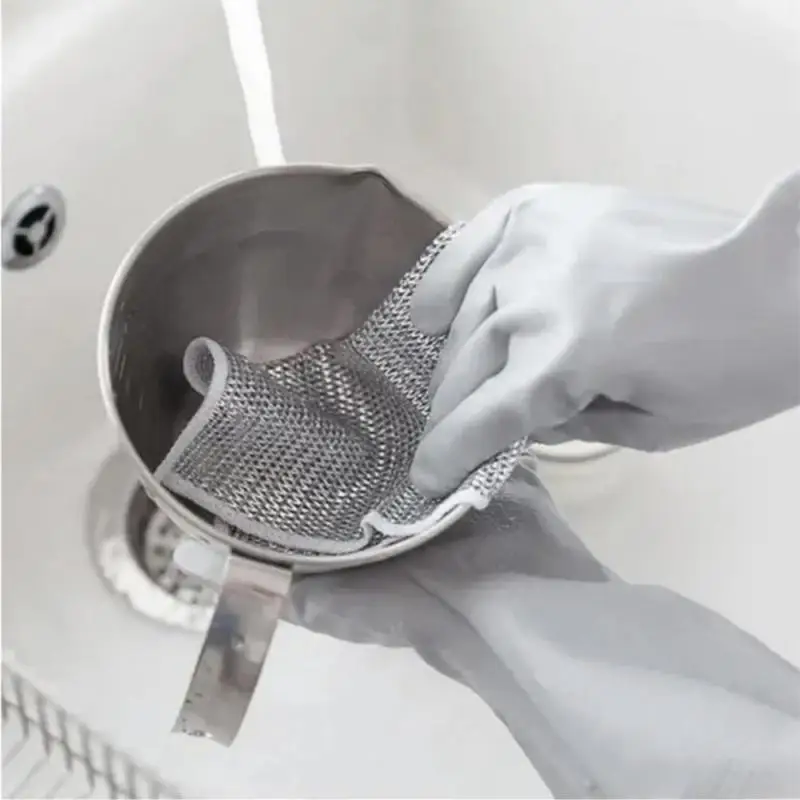 Silver Wire Rag Cleaning Cloth Grid Non-stick Oil Rag Kitchen Stove Dishwashing Pot Cleaning Cloth cleaning cloth,dish cleaning cloth,microfiber dish cloth,dish cloth,towel cleaning cloth
