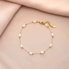 96122-796abe.jpg Bracelet pétale de cristal fait à la main, mignon, haut de gamme, perles de verre colorées, bijoux en acier inoxydable pour femmes, été 2025