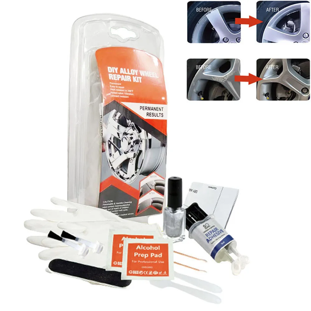 

Silver Alloy Wheel Repair Kit Universal Vehicle Tire Wheel Scratch Remover For Car Rim Dent Paint Fix Tool Auto Accessories