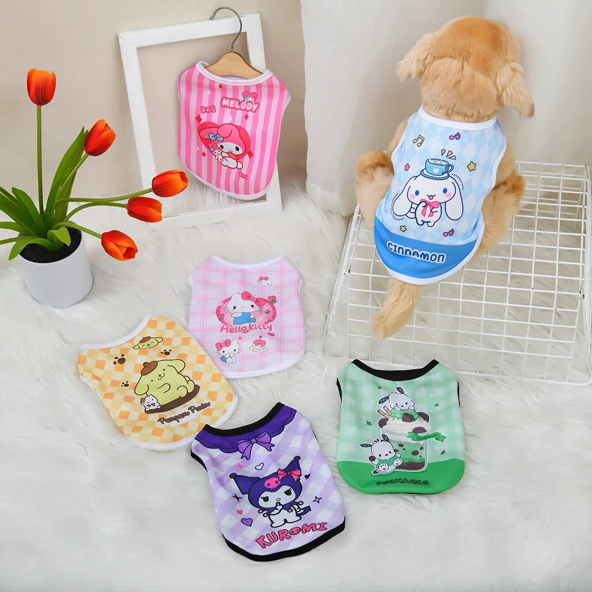 Sanrio Hello Kitty Pet Costume Dog Kt Cat Cinnamoroll Hoodies Small Medium Large Jacket Vest Clothing Pachacco Clothes Pets Supp