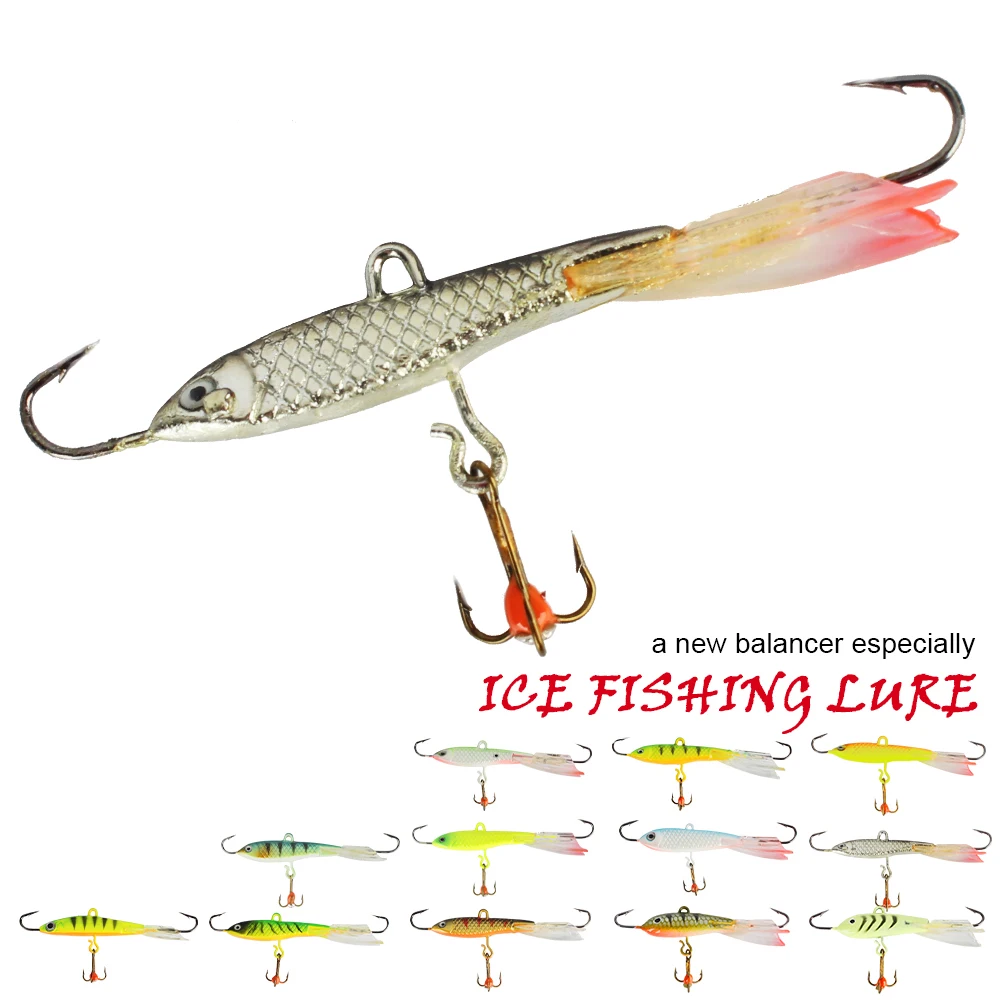 

1PC Ice Fishing Lure High Carbon Steel Barbed 8-10# Hooks Bait Super Hard Sharp Jig Balancer Lifelike Fishtail Winter Lake