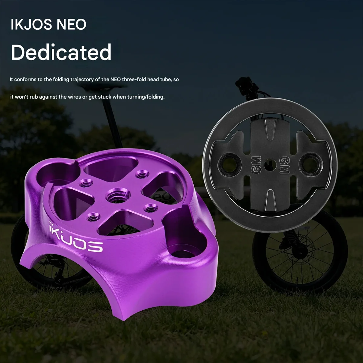 IKUOS 접이식 자전거 핸들바 컴퓨터 베이스 25.4mm 더블 네일 (Java Neo3, Garmin, Wahoo 호환)