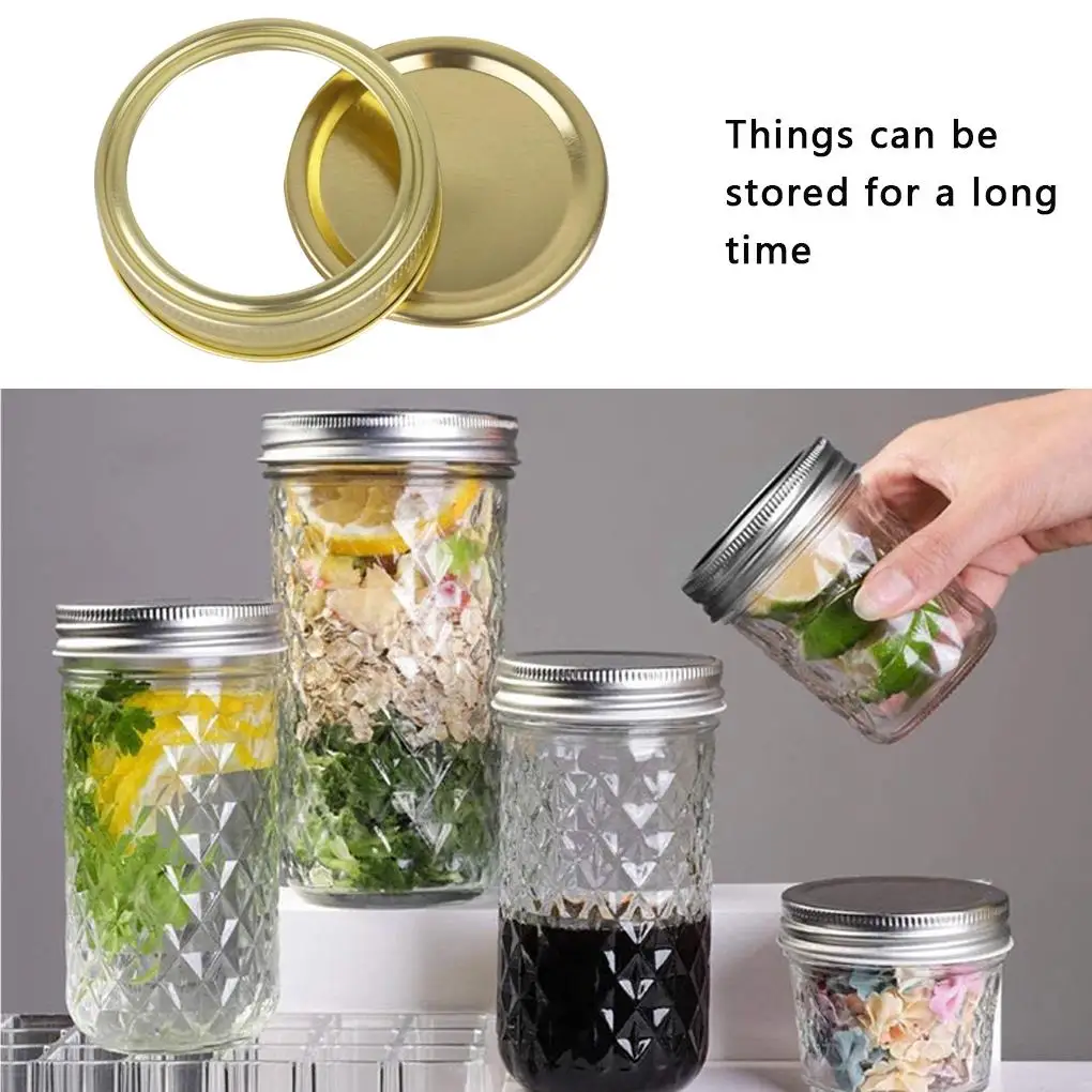 24Pcs 86mm Split-Type Wide Mouth Sealing Jars Lids Canning Caps Leak Proof Seal Rings Replacement Cover for food cover,kitchen utensils,kitchen supplies,fresh keeping cover,preservation cover