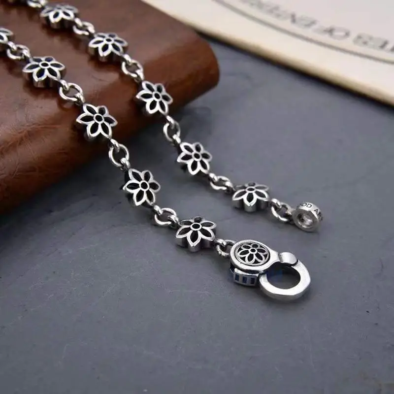 

Ms S925 pure silver personality sautoir sakura clavicle sweater chain necklace fashionable men women
