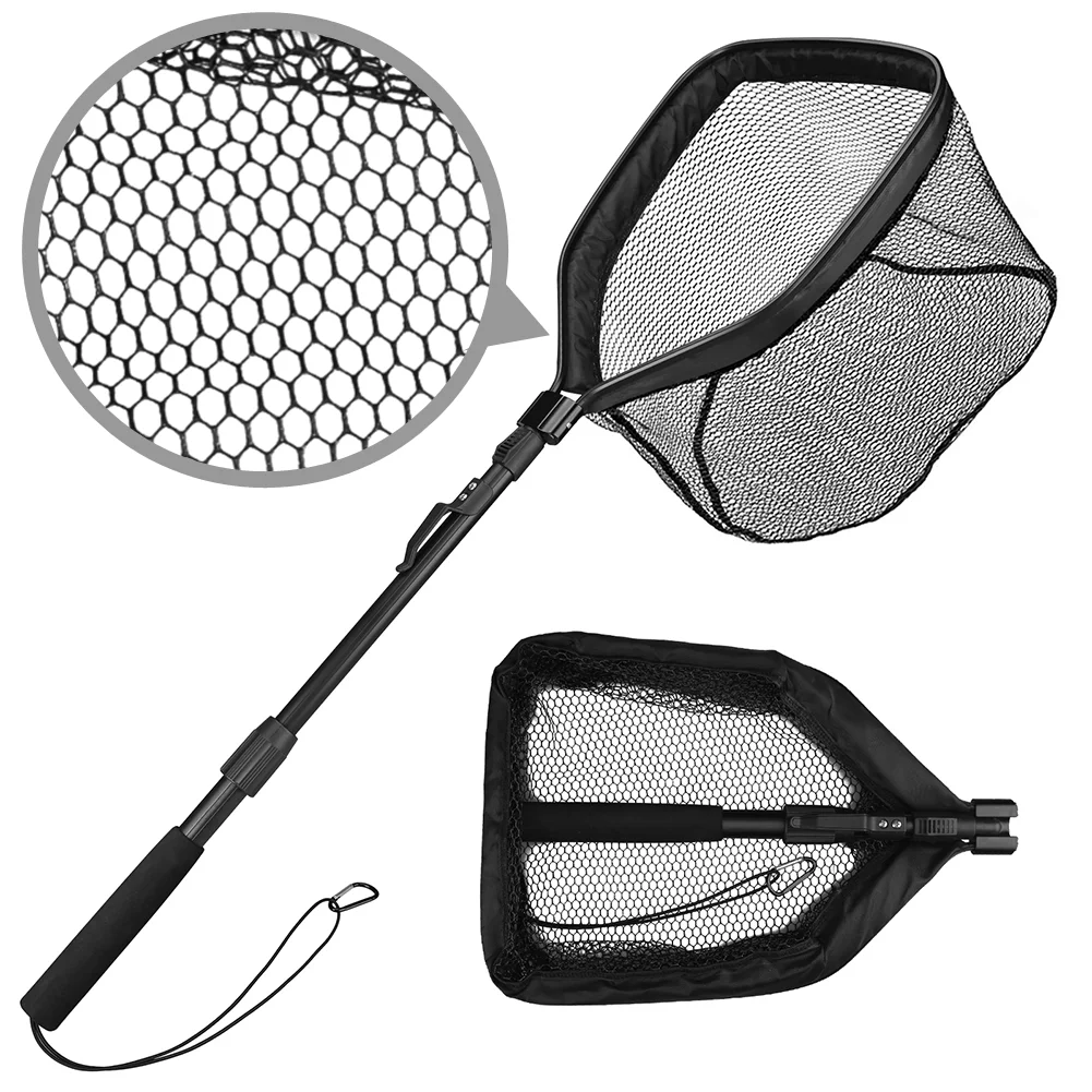 Small Fishing Netfoldable Telescopic Fishing Net - Rubber Coated, Large  Mesh, Easy Release