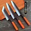 Forged 90Cr18MoV Steel Kiritsuke Knife Chef Knives Set Octagonal Handle Fish Fillet Santoku Slicing Knife for Salmon Sushi 3