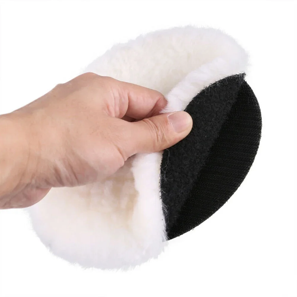 2X Wool Buffing Polishing Pads 5/6/7Inch Washable Reusable Remove Scratches Car Care Buffer Pad Polishing Machine Drill Adapter