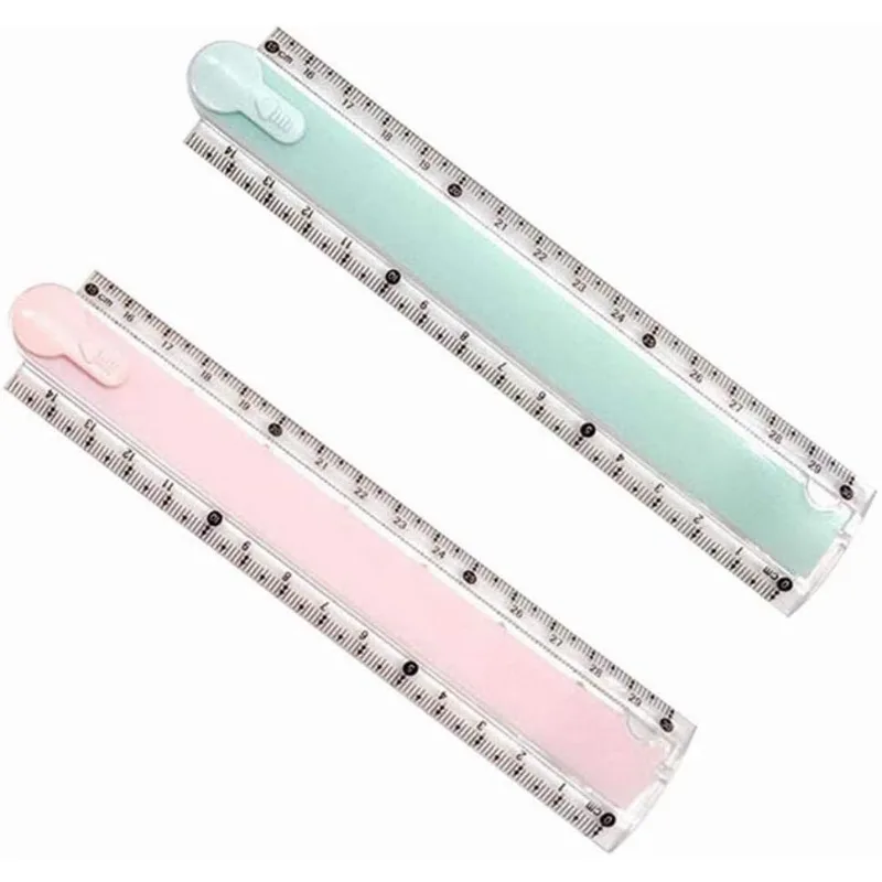 2개 투명 플라스틱 접이식 기하학 자, 학생용 학교 문구류(임의의 색상)