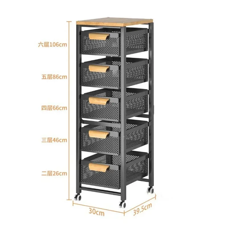 Multi-functional Kitchen Trolleys Home Vegetable Fruit Storage Auxiliary Cart Multi-layer Movable Narrow Kitchen Storage Trolley
