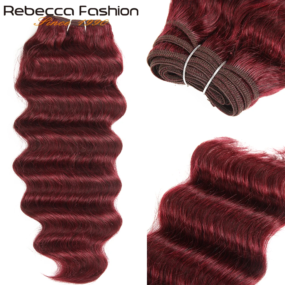 Rebecca Hair 1 Piece Only Brazilian Deep Wave Bundles Natural Color Human Hair Weave Deal 1B 99J Remy Extension