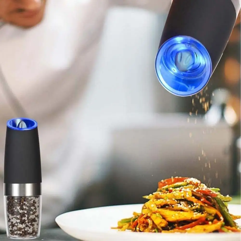 Electric Salt Pepper Grinder Stainless Steel Electric Pepper Mill Battery Powered Grinder for One handed