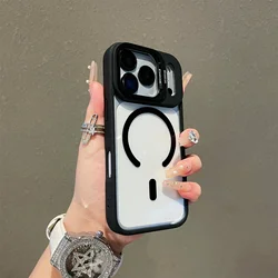 Magnetic Clear Slim Phone Case with Kickstand - Protective Cover - iPhone 15 Plus (Black)