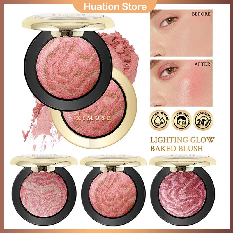 Monochrome Blush Palette Lighting Glow Baked Blush Cheek Tint Blusher Powder Makeup Matte Rouge Contour Shadow Palette 5 Colors powder blusher,blush powder,blush plate,monochrome blush,facial blusher
