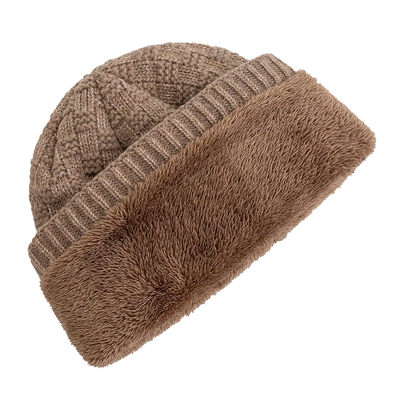 New Style Unisex Fashion G.S Metal Mark Hats Plush Fur Lined Hats For Men Women Warm Beanie Label Decor Winter Knitted Hats