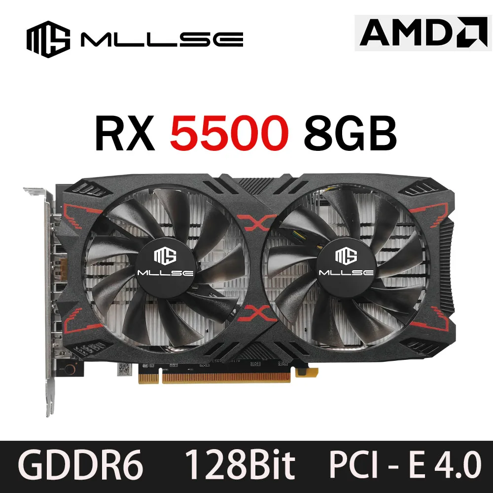 MLLSE RX 5500 8gb Graphics Card Placa De Video Gaming 7NM 128bit GDDR6 8Pin PCI Express 4.0 x 8 1717MHz DP*3 Desktop
