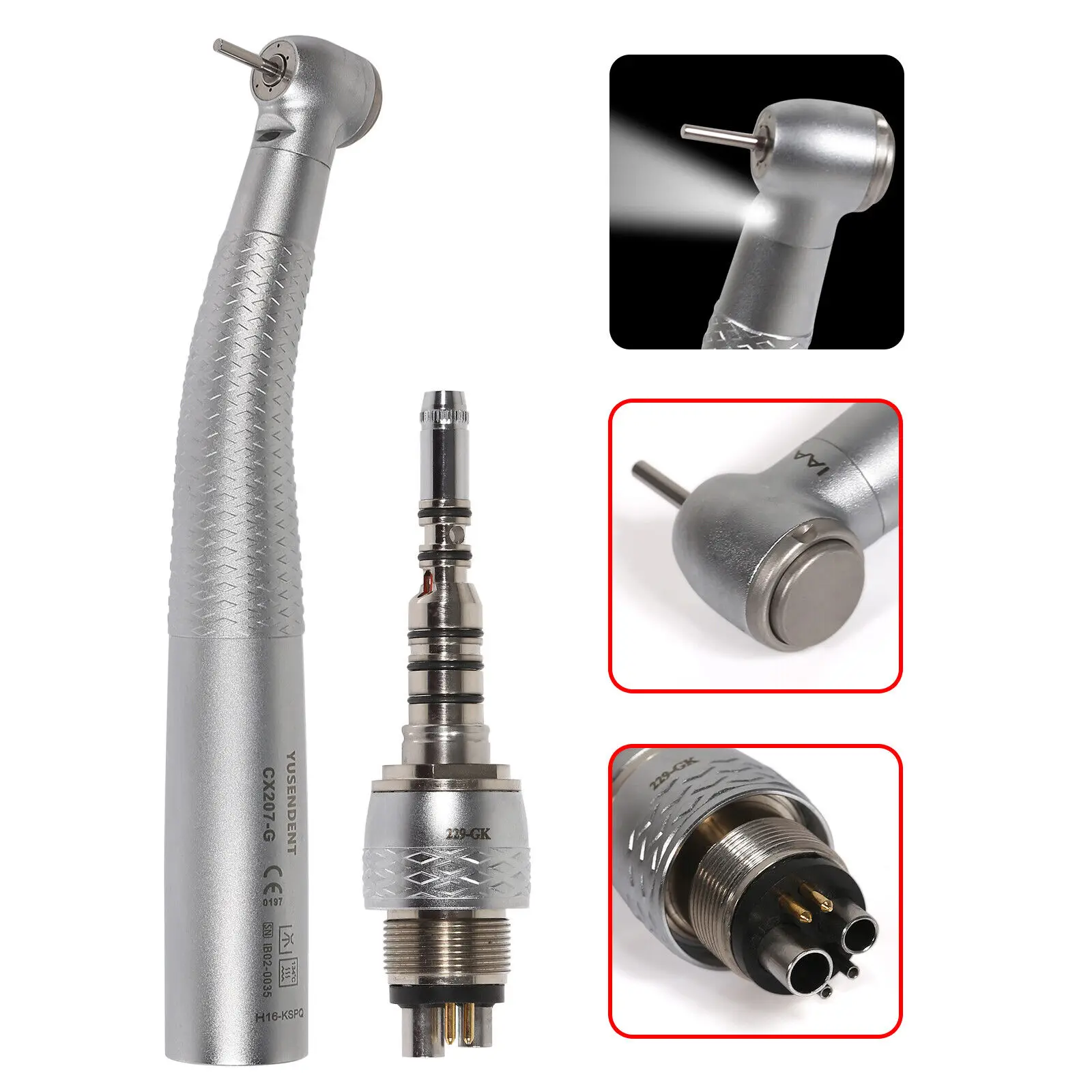 Coxo Dental Fiber Optic High Speed Handpiece Led Push Button Turbine With Quick Coupler Coupling 6 Hole Fit Kavo