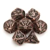 Metal DND Dice Set, 7-piece warrior head hollow design, easy to roll D&D dice, role-playing game D&D metal dice 5