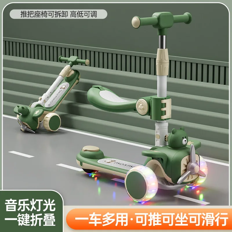 Children Scooter Scooter Children's Scooter 4-in-1 1-7 Year Old Baby Can Push and Slide