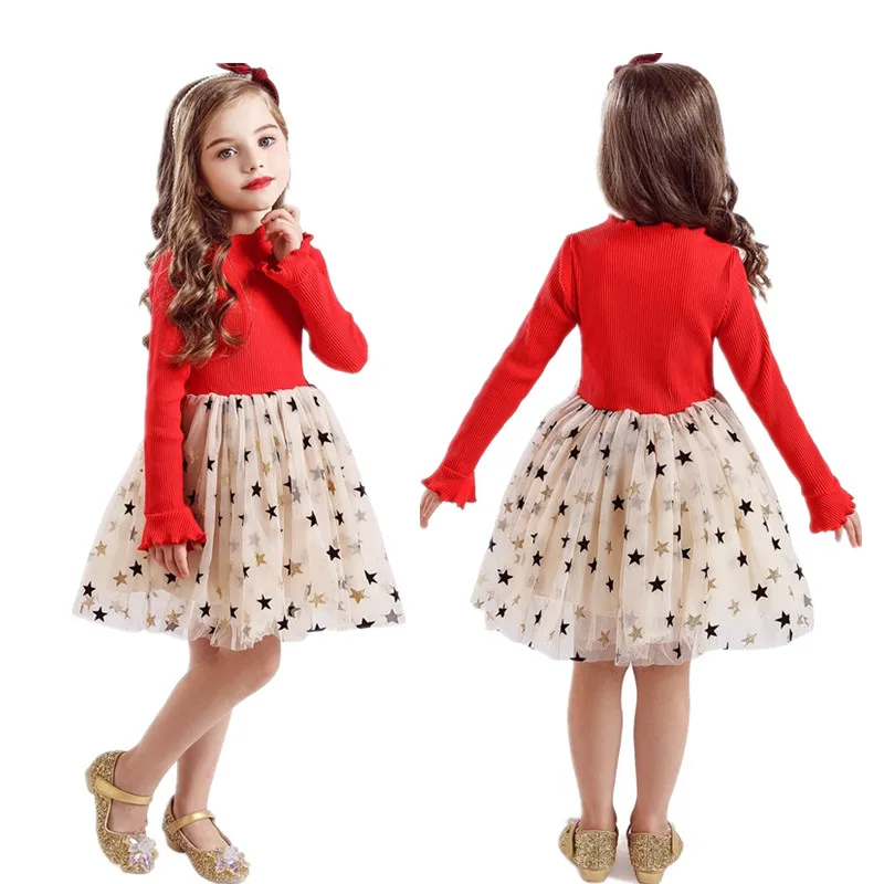 Autumn Girl Long Sleeve Dress Babi Kids Polka Dots Dessses For Girls Children Christmas Clothes Girls Birthday Princess Vestido