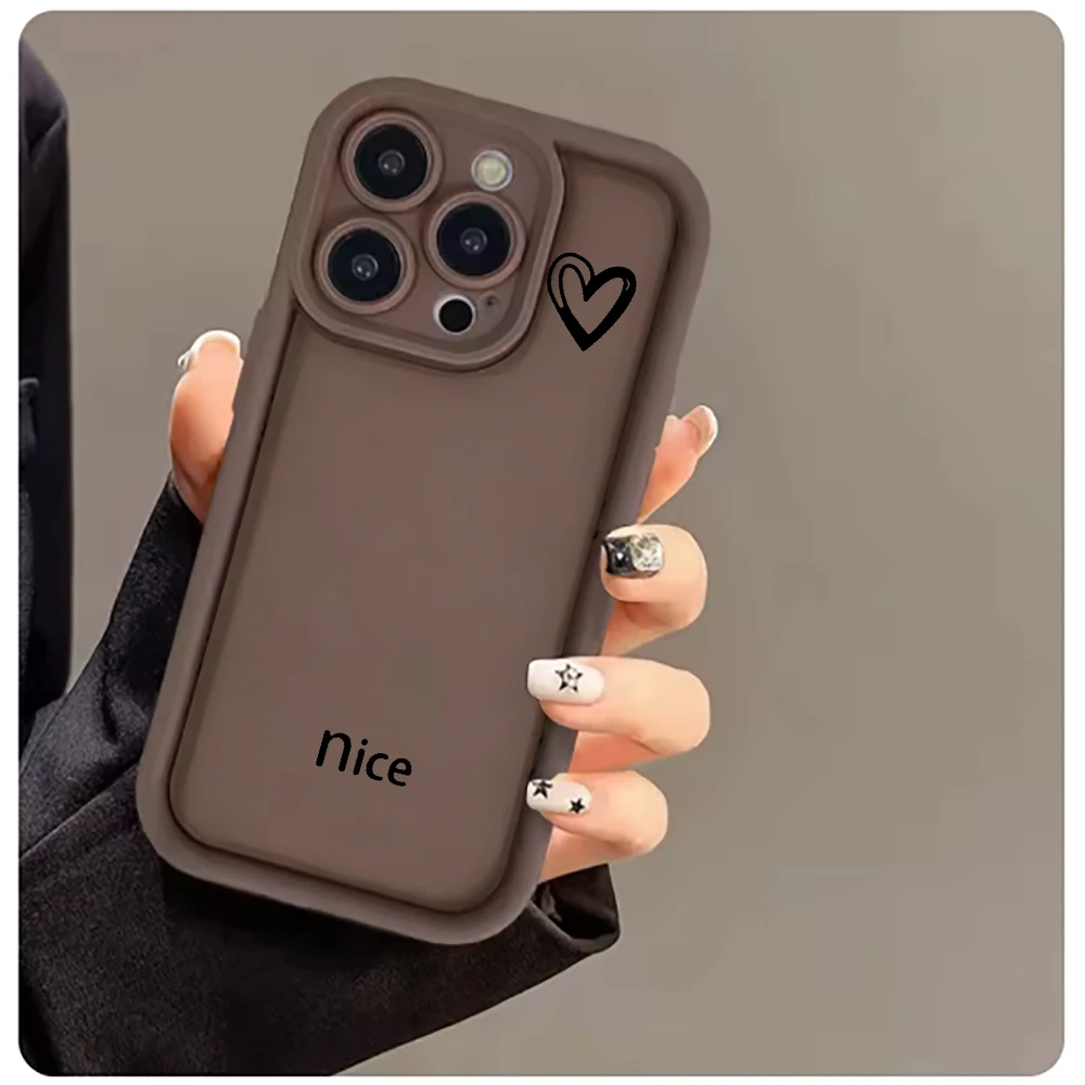 Chic Line Art Heart Pattern Silicone TPU Phone Case