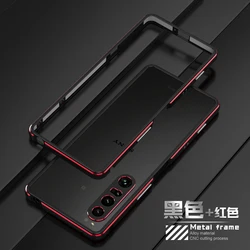 Ultra - Thin Aluminum Alloy Bumper Case - Super Slim Metal Armor Frame for Sony Xperia 5 V (Black Red)