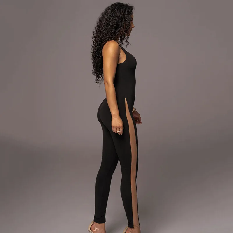 Skinny Sports Sleeveless Backless One Piece Women Jumpsuits Workout Bodysuit For Women Sexy Lady Jogging Fitness Wear